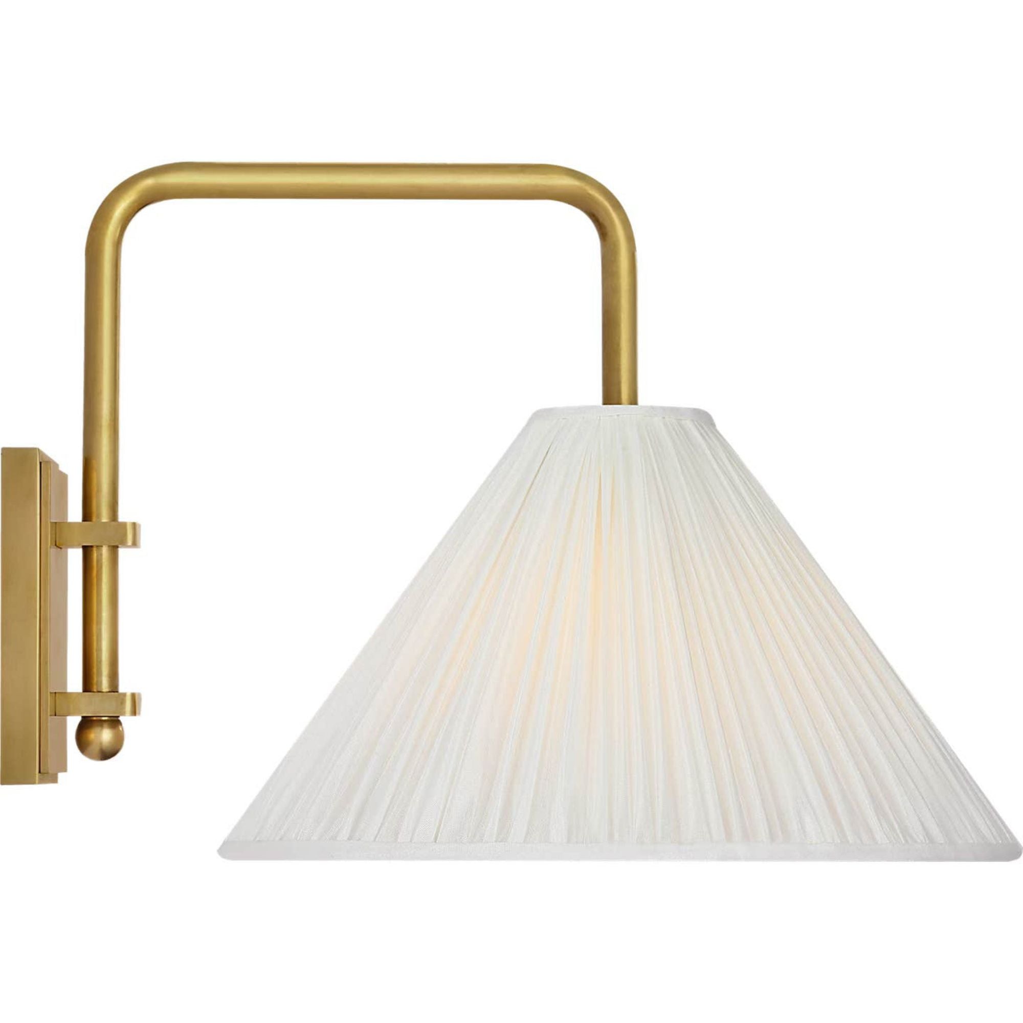 Amber Lewis Waylon 8" Articulating Sconce in Hand-Rubbed Antique Brass with Silk Pleated Shade W10" x H8.75" x E13"