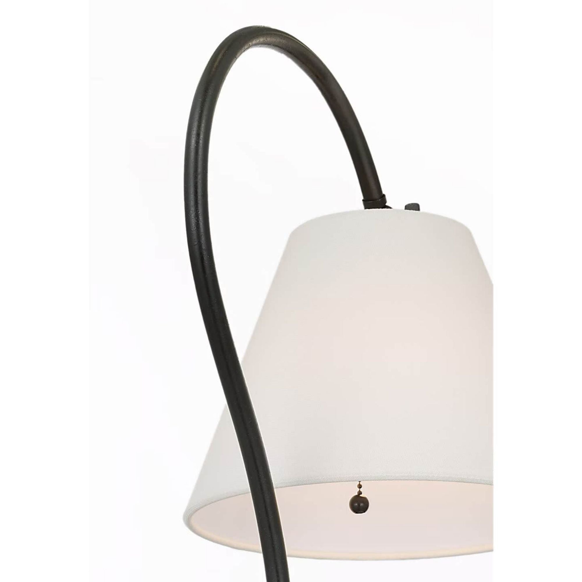 Amber Lewis Dume 24" Arched Table Lamp in Aged Iron with Linen Shade W9.5" x H23.5" x E17.5"