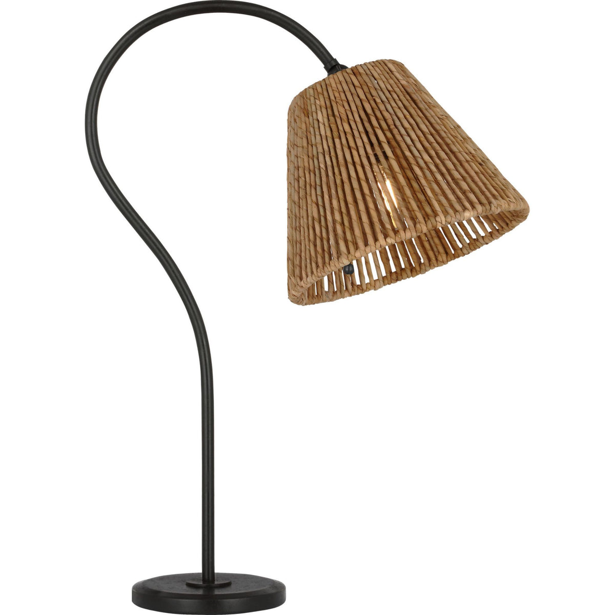 Amber Lewis Dume 24" Arched Table Lamp in Aged Iron with Natural Abaca Shade W9.5" x H23.5" x E17.5"