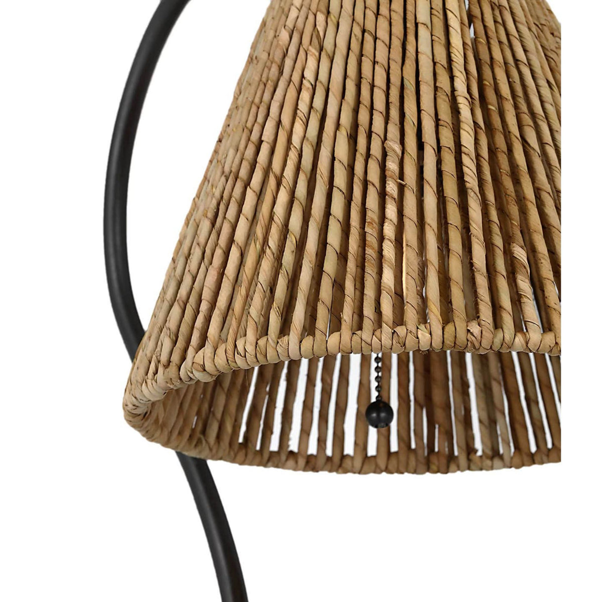Amber Lewis Dume 24" Arched Table Lamp in Aged Iron with Natural Abaca Shade W9.5" x H23.5" x E17.5"