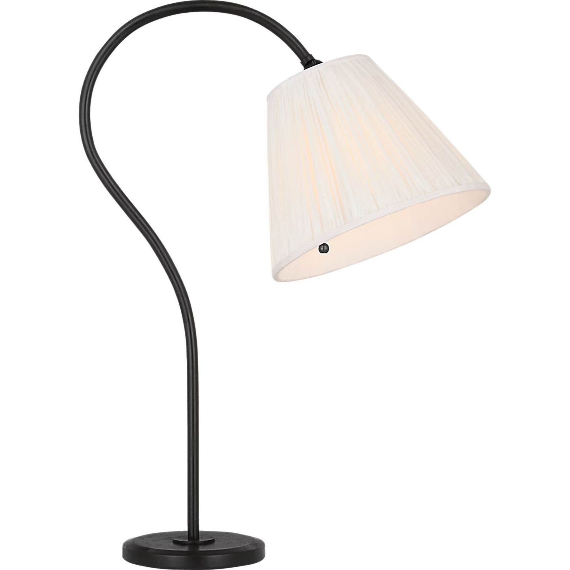 Amber Lewis Dume 24" Arched Table Lamp in Aged Iron with Silk Pleated Shade W9.5" x H23.5" x E17.5"