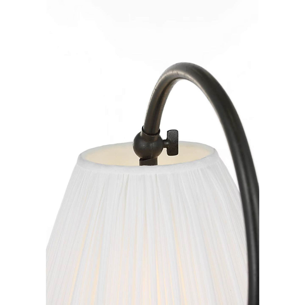 Amber Lewis Dume 24" Arched Table Lamp in Aged Iron with Silk Pleated Shade W9.5" x H23.5" x E17.5"