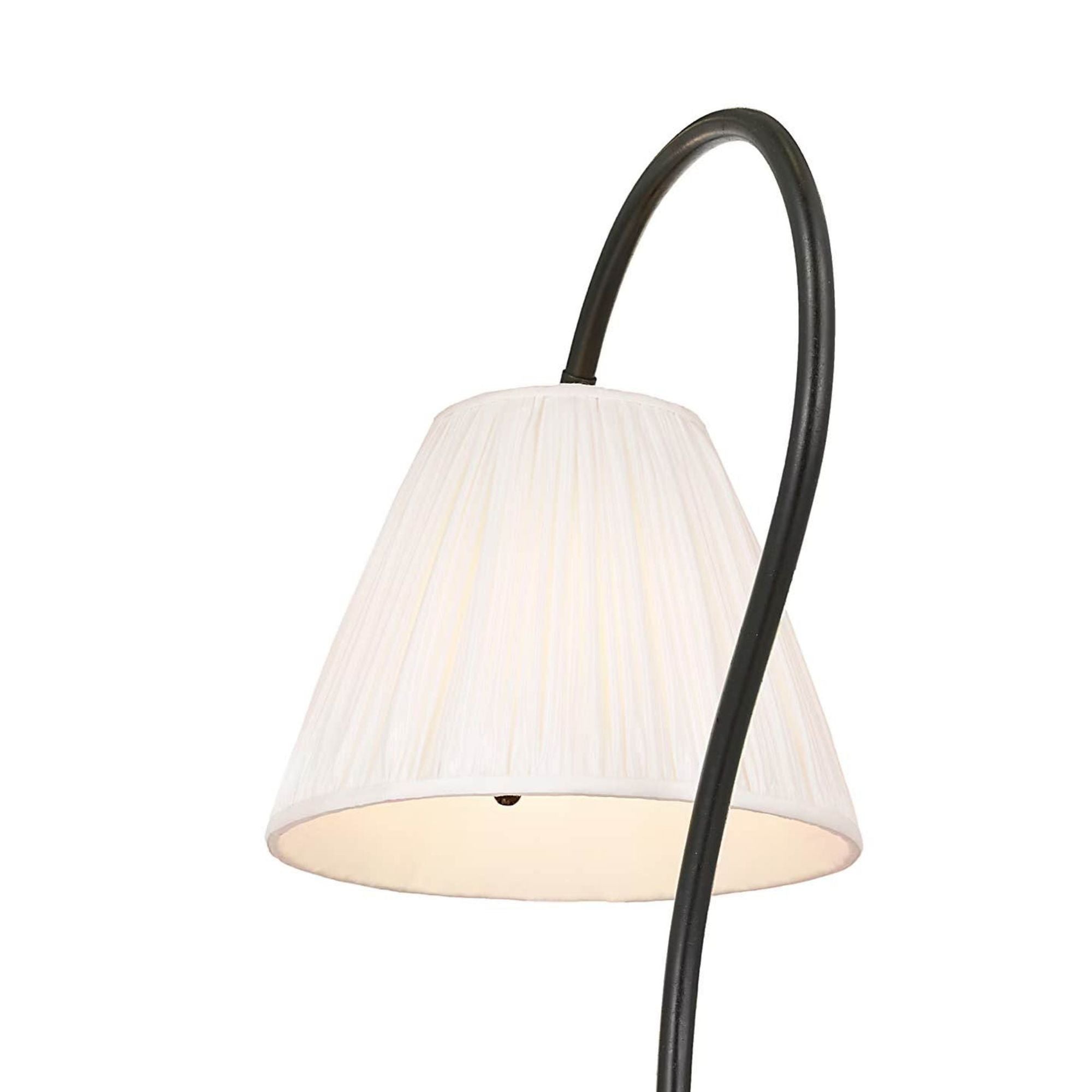 Amber Lewis Dume 24" Arched Table Lamp in Aged Iron with Silk Pleated Shade W9.5" x H23.5" x E17.5"