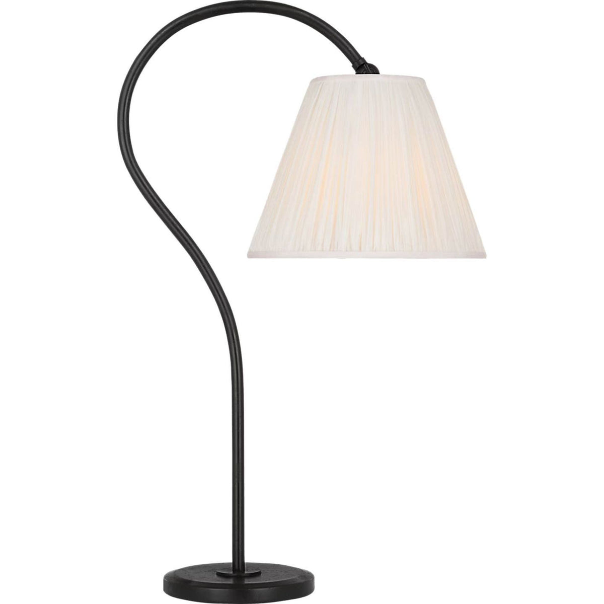 Amber Lewis Dume 24" Arched Table Lamp in Aged Iron with Silk Pleated Shade W9.5" x H23.5" x E17.5"