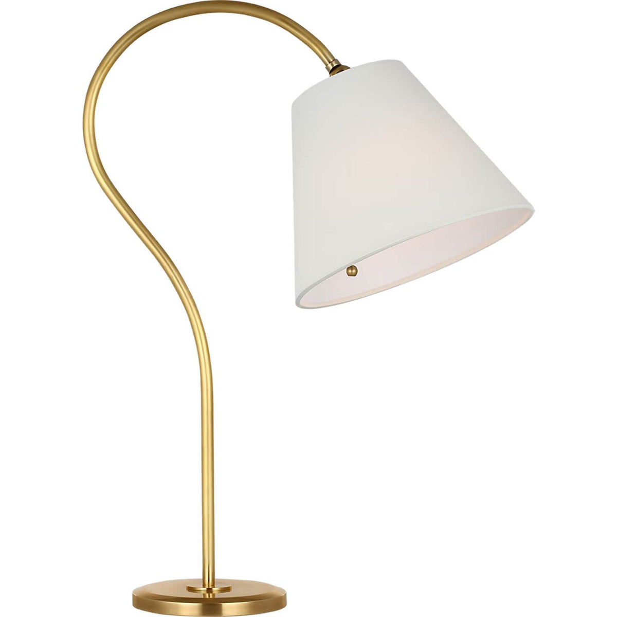 Amber Lewis Dume 24" Arched Table Lamp in Hand-Rubbed Antique Brass with Linen Shade W9.5" x H23.5" x E17.5"