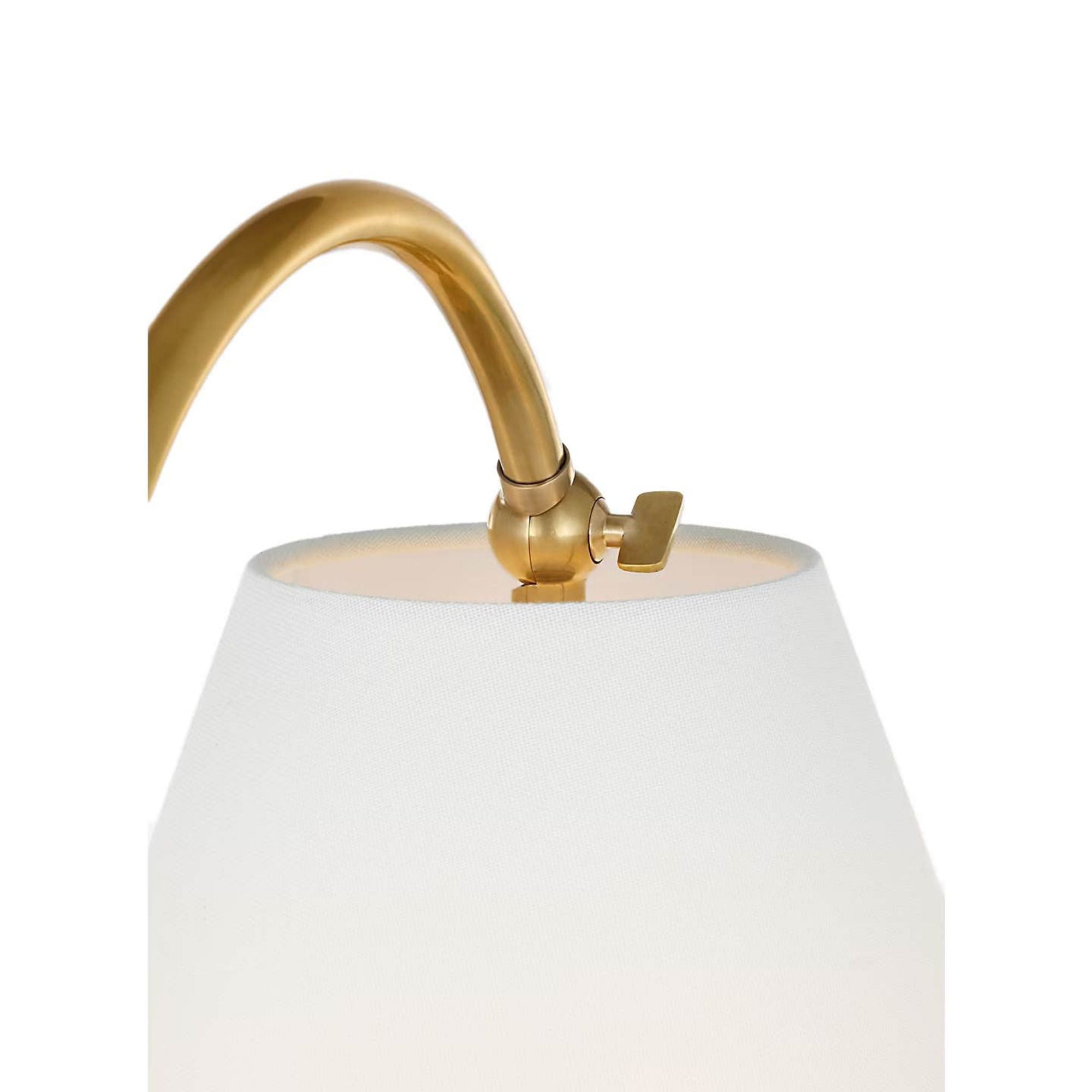 Amber Lewis Dume 24" Arched Table Lamp in Hand-Rubbed Antique Brass with Linen Shade W9.5" x H23.5" x E17.5"