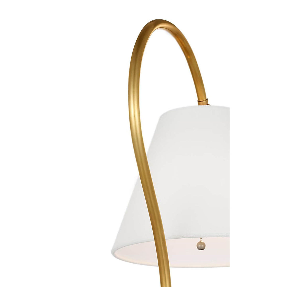 Amber Lewis Dume 24" Arched Table Lamp in Hand-Rubbed Antique Brass with Linen Shade W9.5" x H23.5" x E17.5"