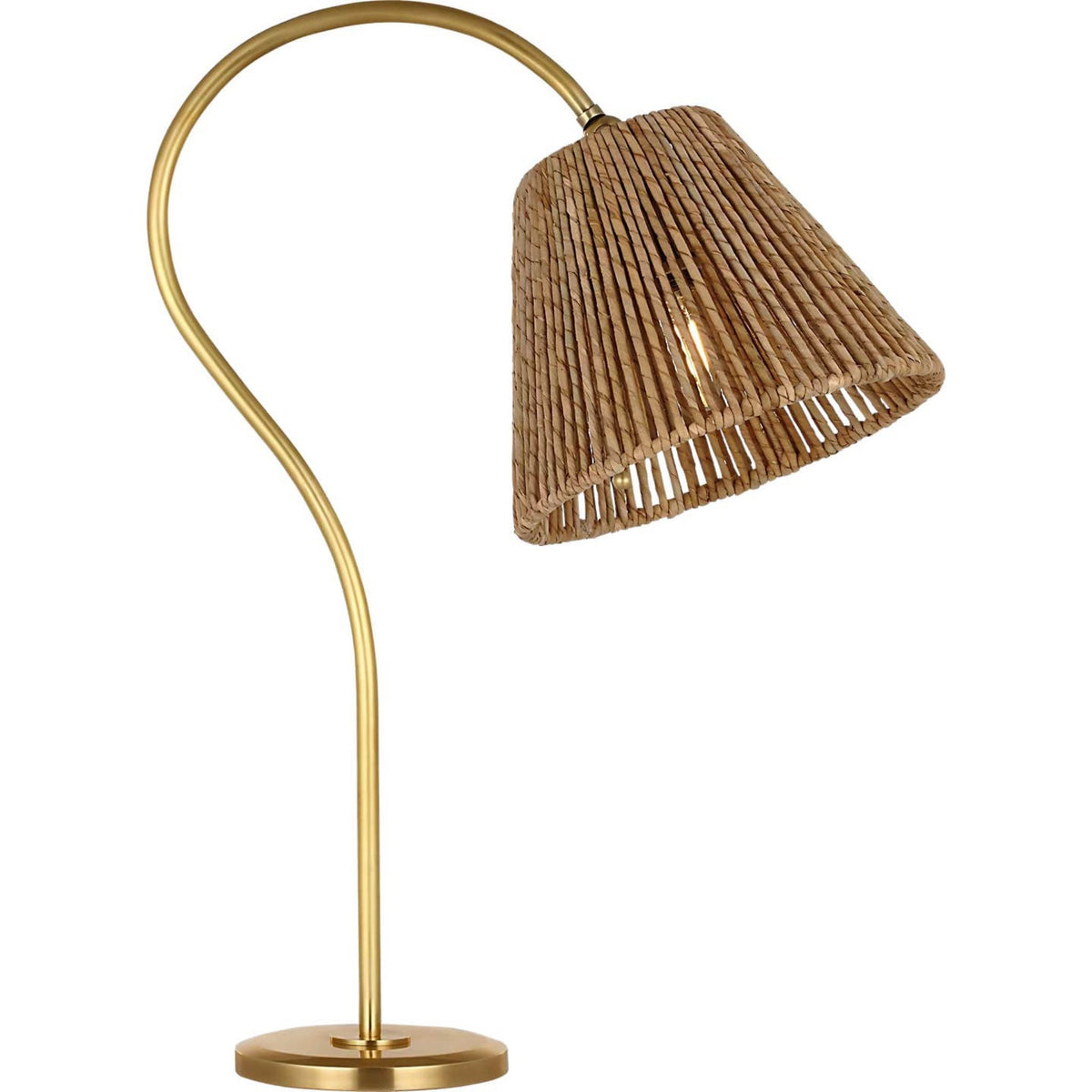 Amber Lewis Dume 24" Arched Table Lamp in Hand-Rubbed Antique Brass with Natural Abaca Shade W9.5" x H23.5" x E17.5"