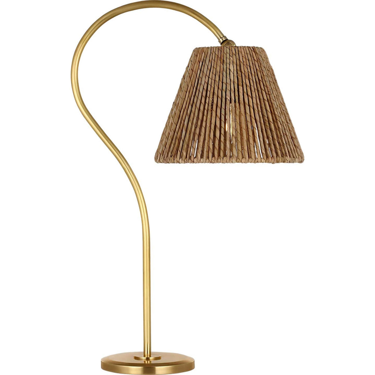 Amber Lewis Dume 24" Arched Table Lamp in Hand-Rubbed Antique Brass with Natural Abaca Shade W9.5" x H23.5" x E17.5"