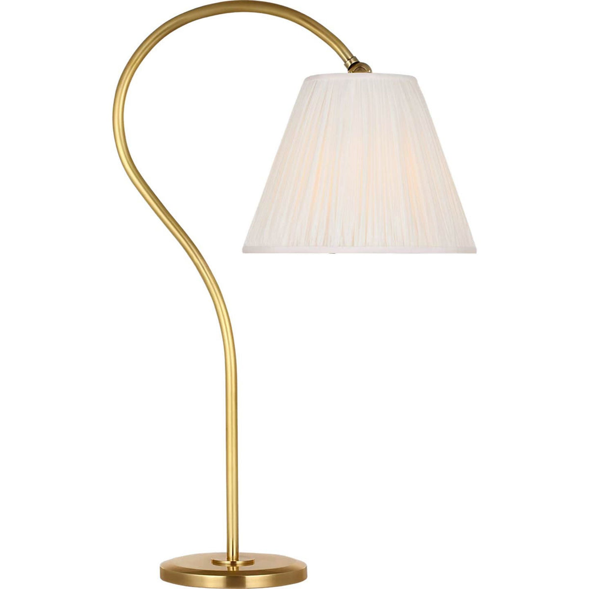 Amber Lewis Dume 24" Arched Table Lamp in Hand-Rubbed Antique Brass with Silk Pleated Shade W9.5" x H23.5" x E17.5"