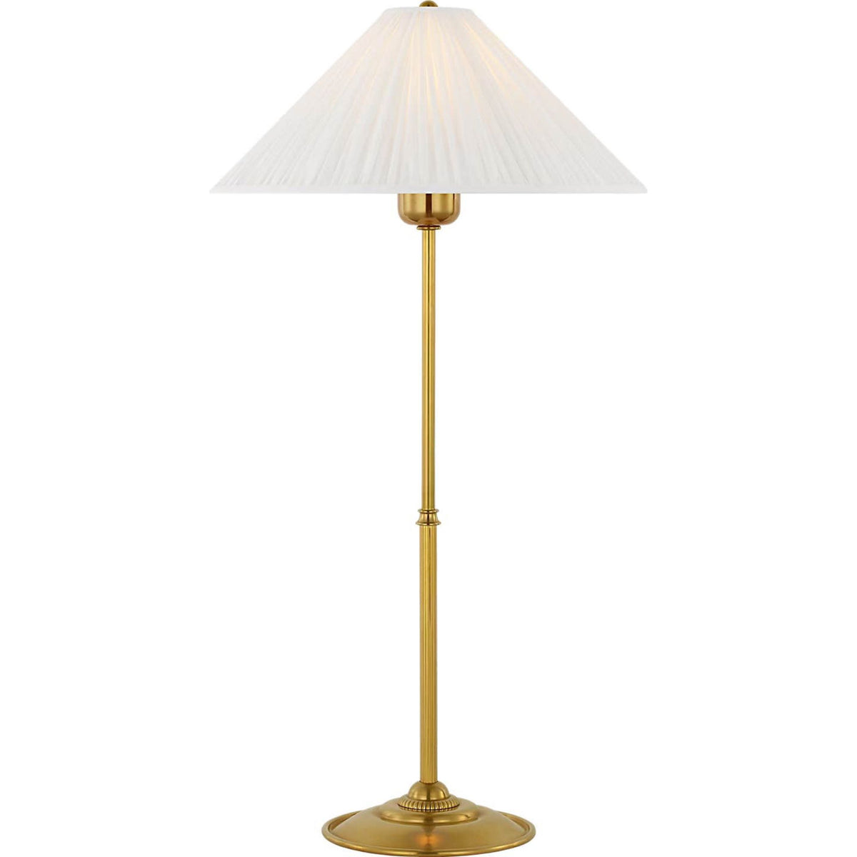 Amber Lewis Soren 23" Table Lamp in Hand-Rubbed Antique Brass with Silk Pleated Shade W12" x H23.5"