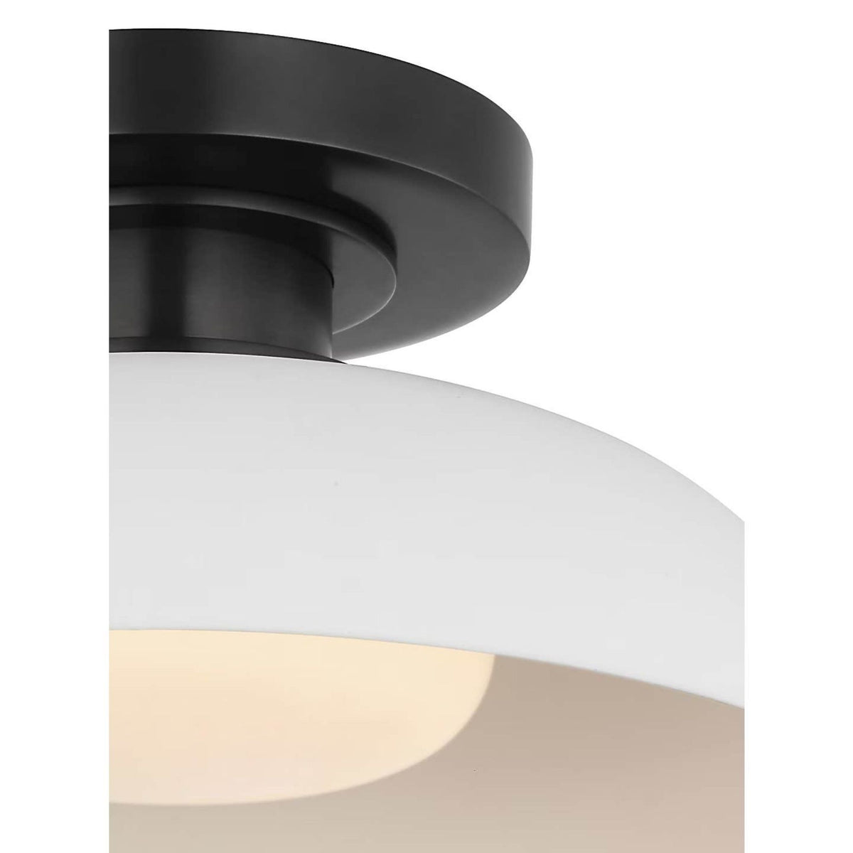 Amber Lewis Cyrus 8" Flush Mount in Bronze and Matte White with White Glass W8" x H4"