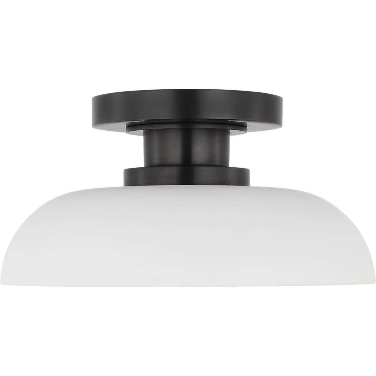 Amber Lewis Cyrus 8" Flush Mount in Bronze and Matte White with White Glass W8" x H4"