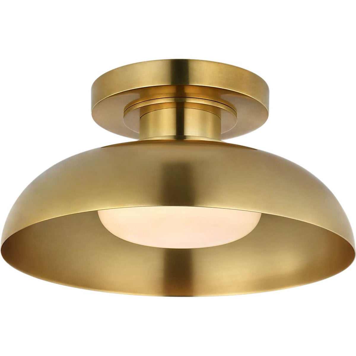 Amber Lewis Cyrus 8" Flush Mount in Hand-Rubbed Antique Brass with White Glass W8" x H4"