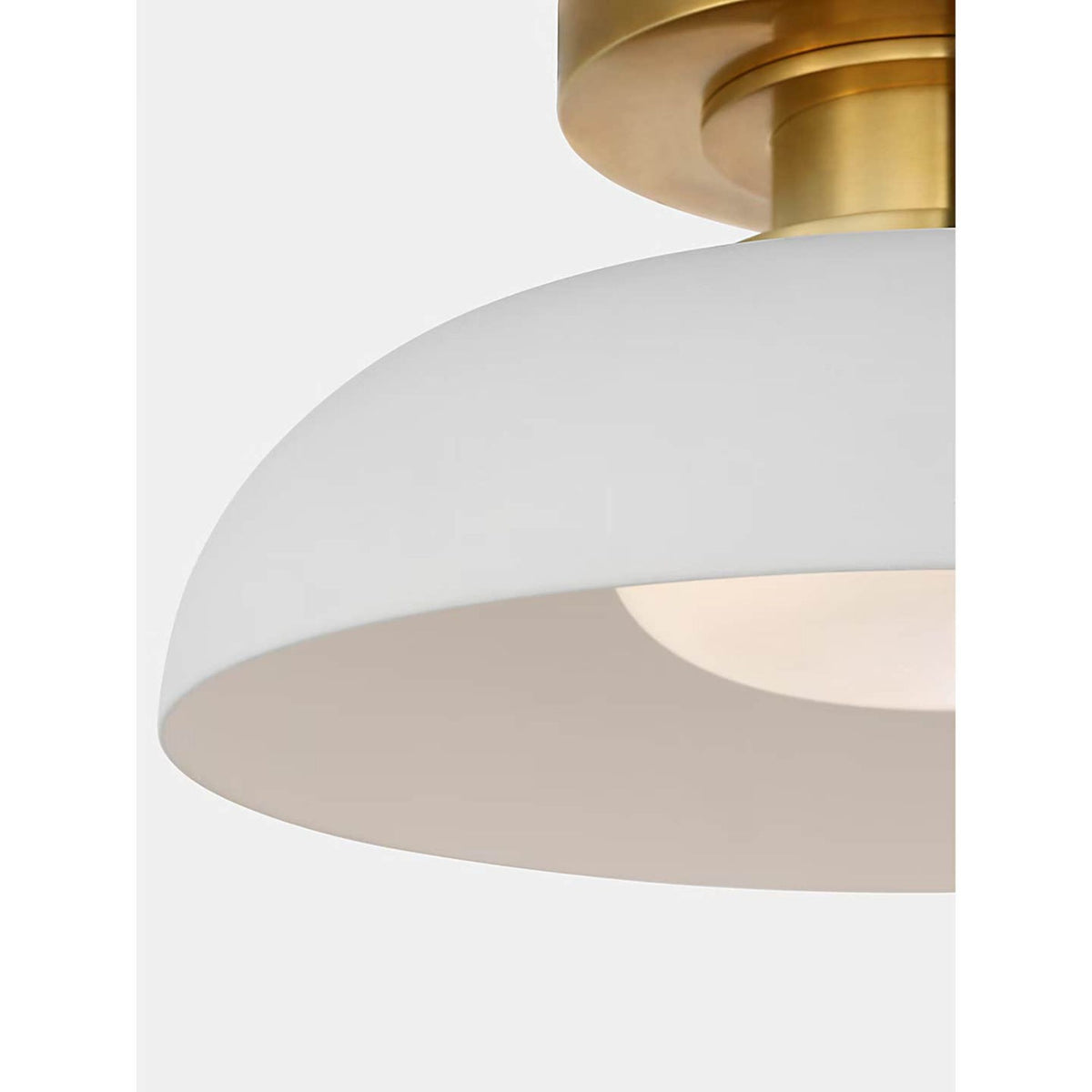 Amber Lewis Cyrus 8" Flush Mount in Hand-Rubbed Antique Brass and Matte White with White Glass W8" x H4"