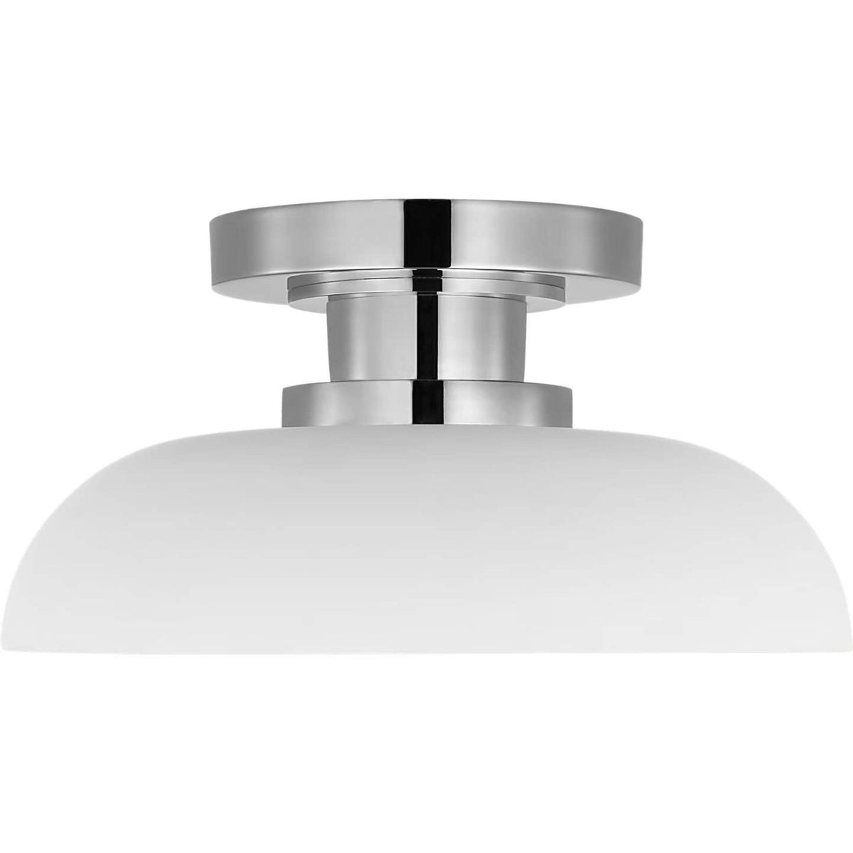 Amber Lewis Cyrus 8" Flush Mount in Polished Nickel and Matte White with White Glass W8" x H4"