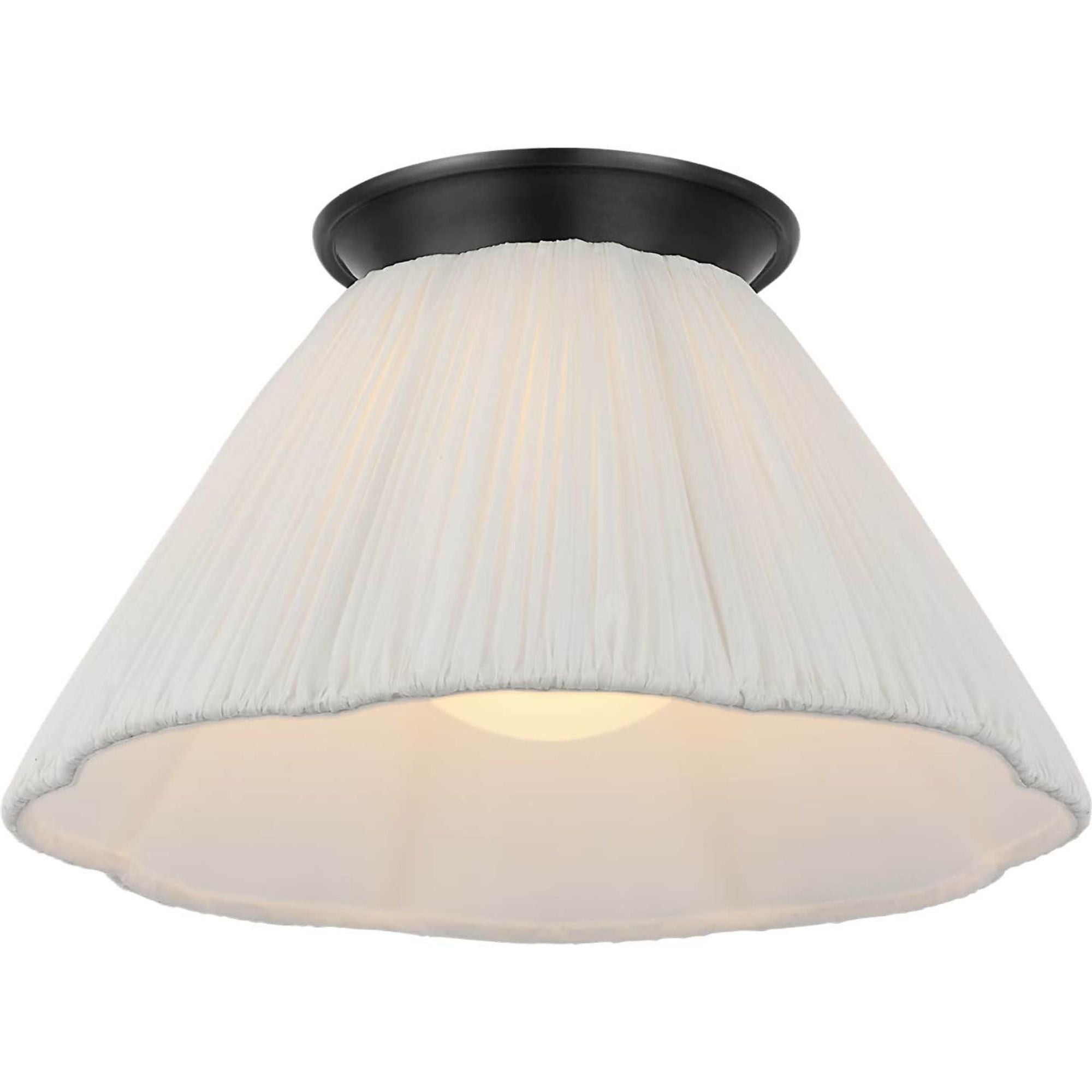 Amber Lewis Bradley 12" Flush Mount in Bronze with Scalloped Silk Pleated Shade W12" x H6.75"
