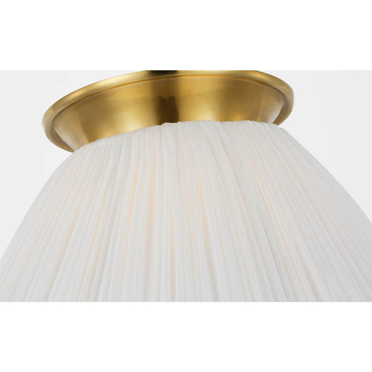 Amber Lewis Bradley 12" Flush Mount in Hand-Rubbed Antique Brass with Scalloped Silk Pleated Shade W12" x H6.75"