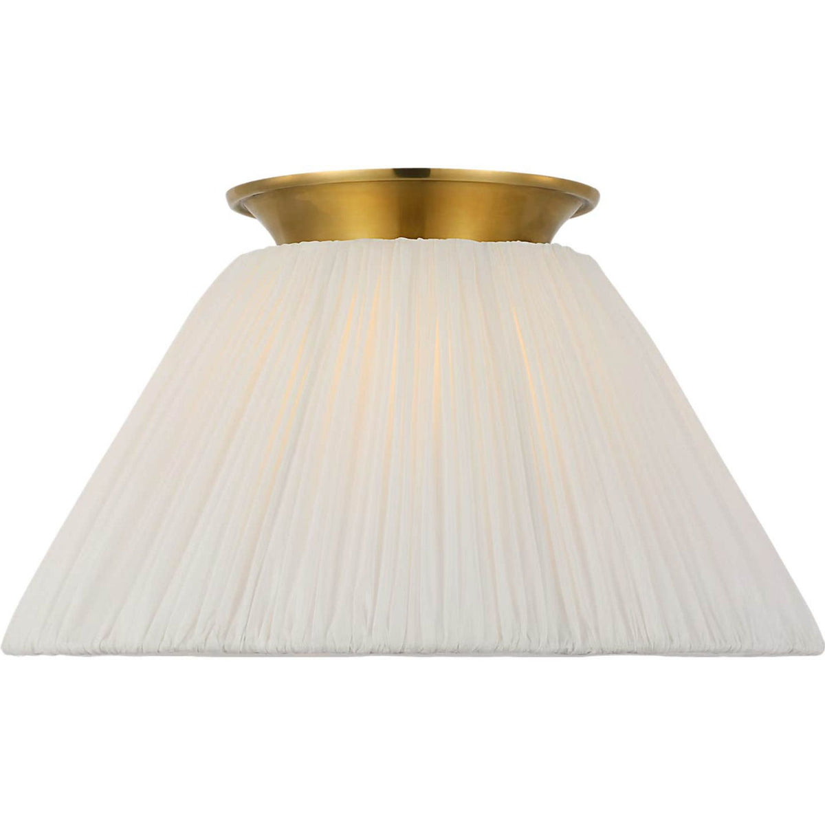 Amber Lewis Bradley 12" Flush Mount in Hand-Rubbed Antique Brass with Scalloped Silk Pleated Shade W12" x H6.75"