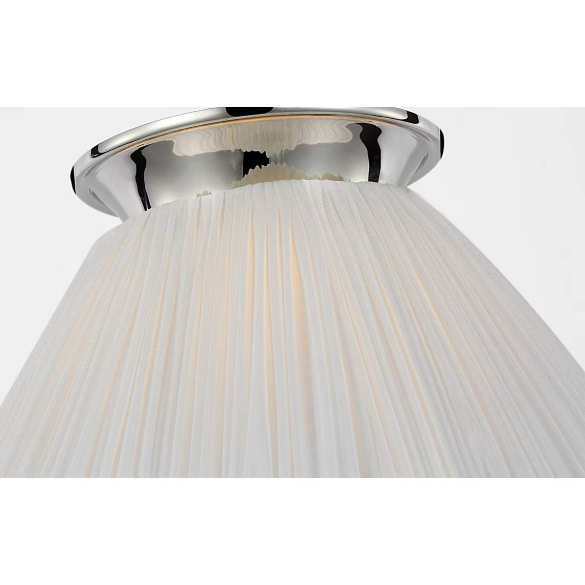 Amber Lewis Bradley 12" Flush Mount in Polished Nickel with Scalloped Silk Pleated Shade W12" x H6.75"