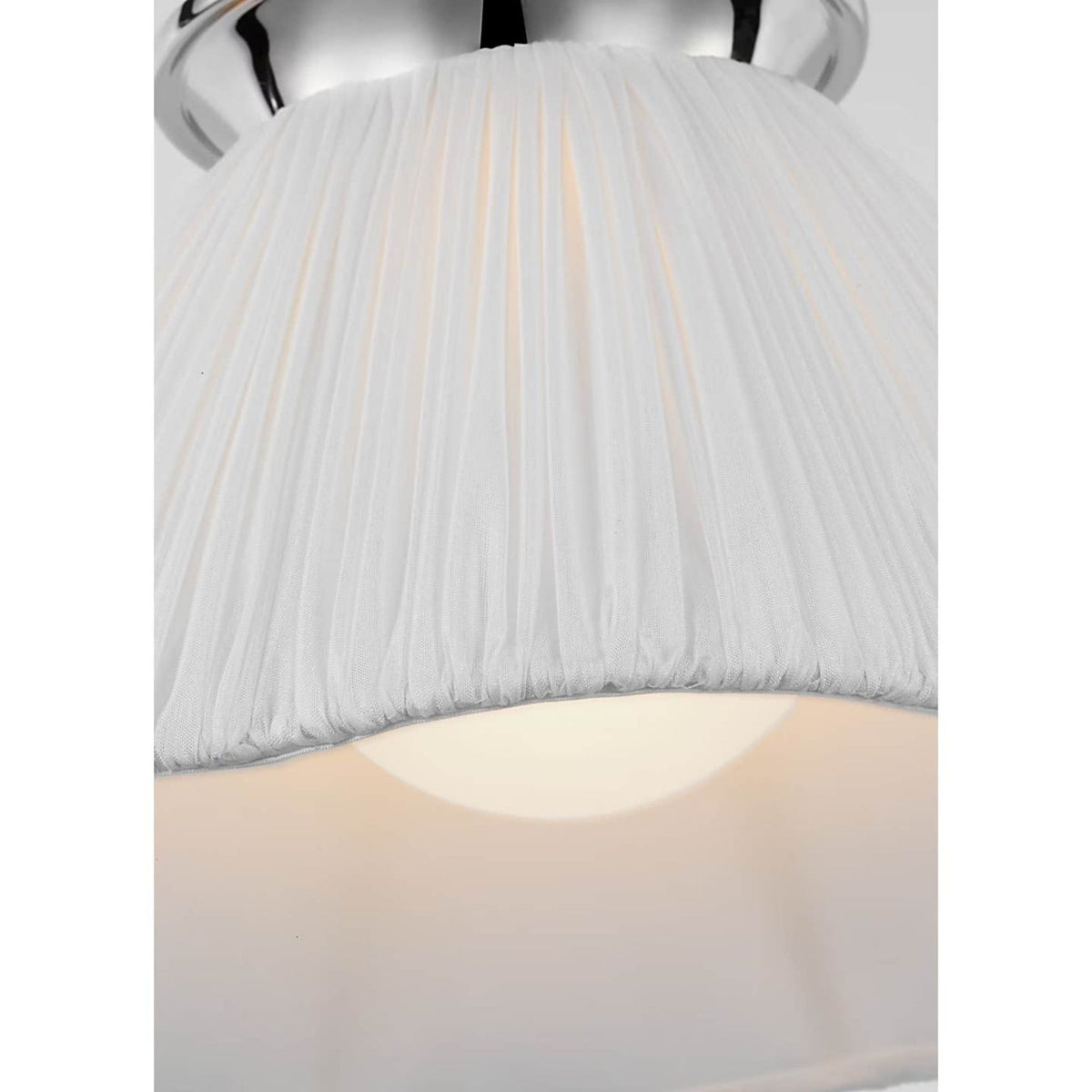 Amber Lewis Bradley 12" Flush Mount in Polished Nickel with Scalloped Silk Pleated Shade W12" x H6.75"