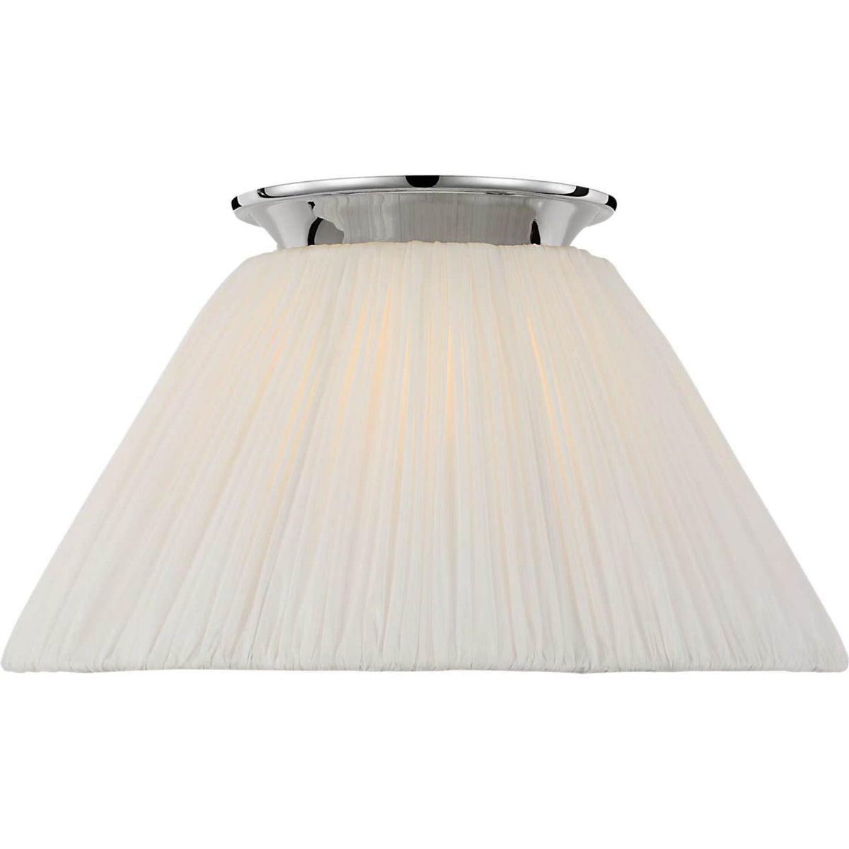 Amber Lewis Bradley 12" Flush Mount in Polished Nickel with Scalloped Silk Pleated Shade W12" x H6.75"