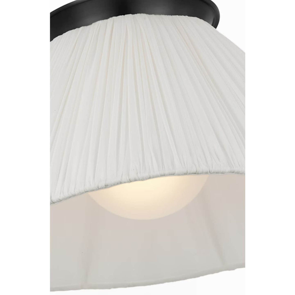 Amber Lewis Bradley 18" Flush Mount in Bronze with Scalloped Silk Pleated Shade W18" x H8.75"