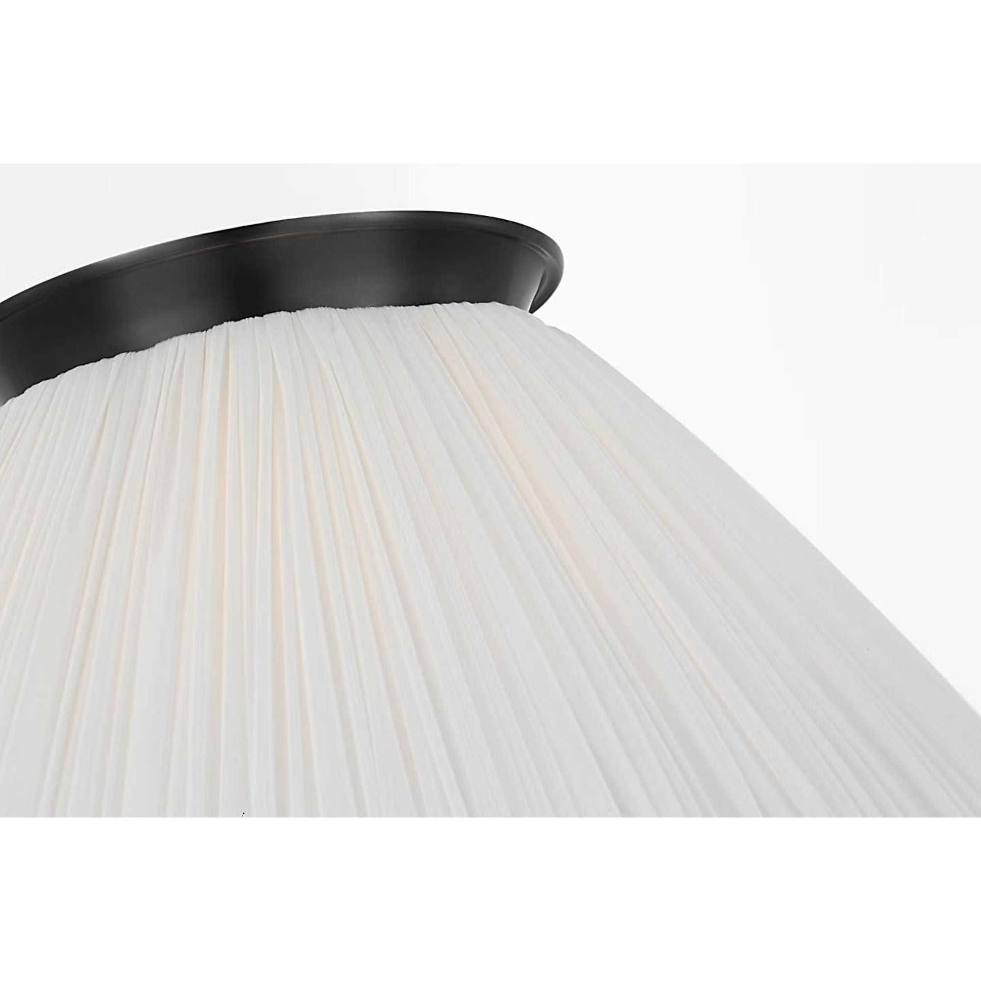 Amber Lewis Bradley 18" Flush Mount in Bronze with Scalloped Silk Pleated Shade W18" x H8.75"
