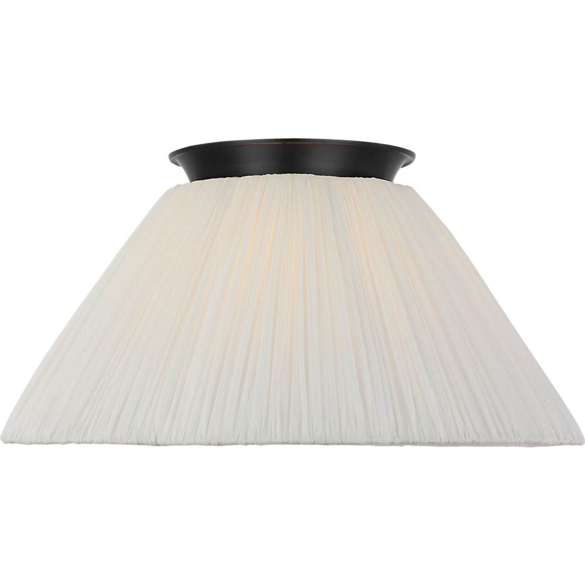 Amber Lewis Bradley 18" Flush Mount in Bronze with Scalloped Silk Pleated Shade W18" x H8.75"