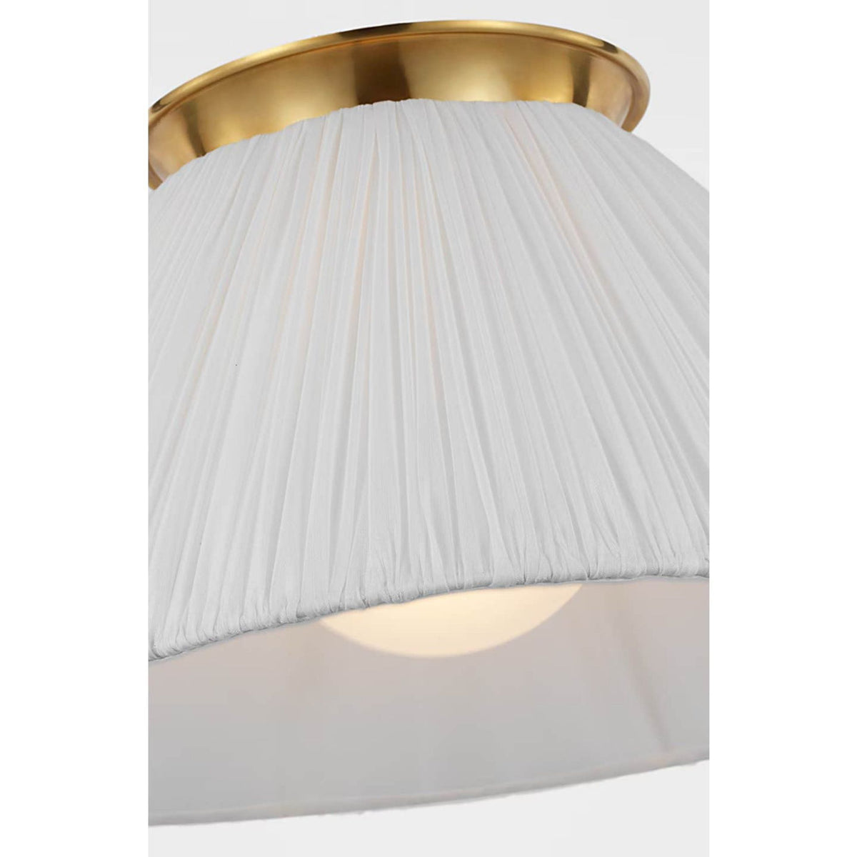 Amber Lewis Bradley 18" Flush Mount in Hand-Rubbed Antique Brass with Scalloped Silk Pleated Shade W18" x H8.75"