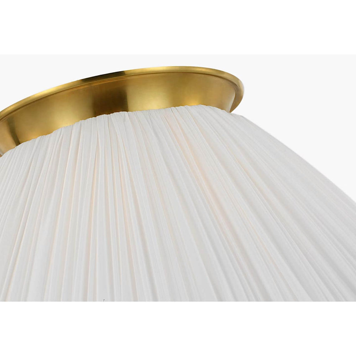 Amber Lewis Bradley 18" Flush Mount in Hand-Rubbed Antique Brass with Scalloped Silk Pleated Shade W18" x H8.75"