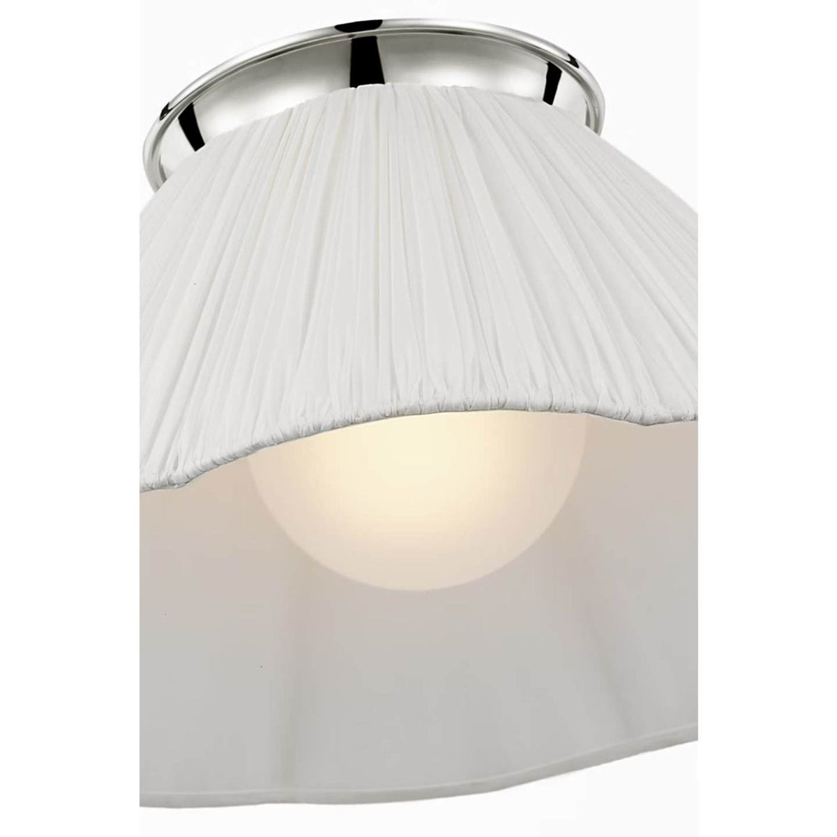 Amber Lewis Bradley 18" Flush Mount in Polished Nickel with Scalloped Silk Pleated Shade W18" x H8.75"