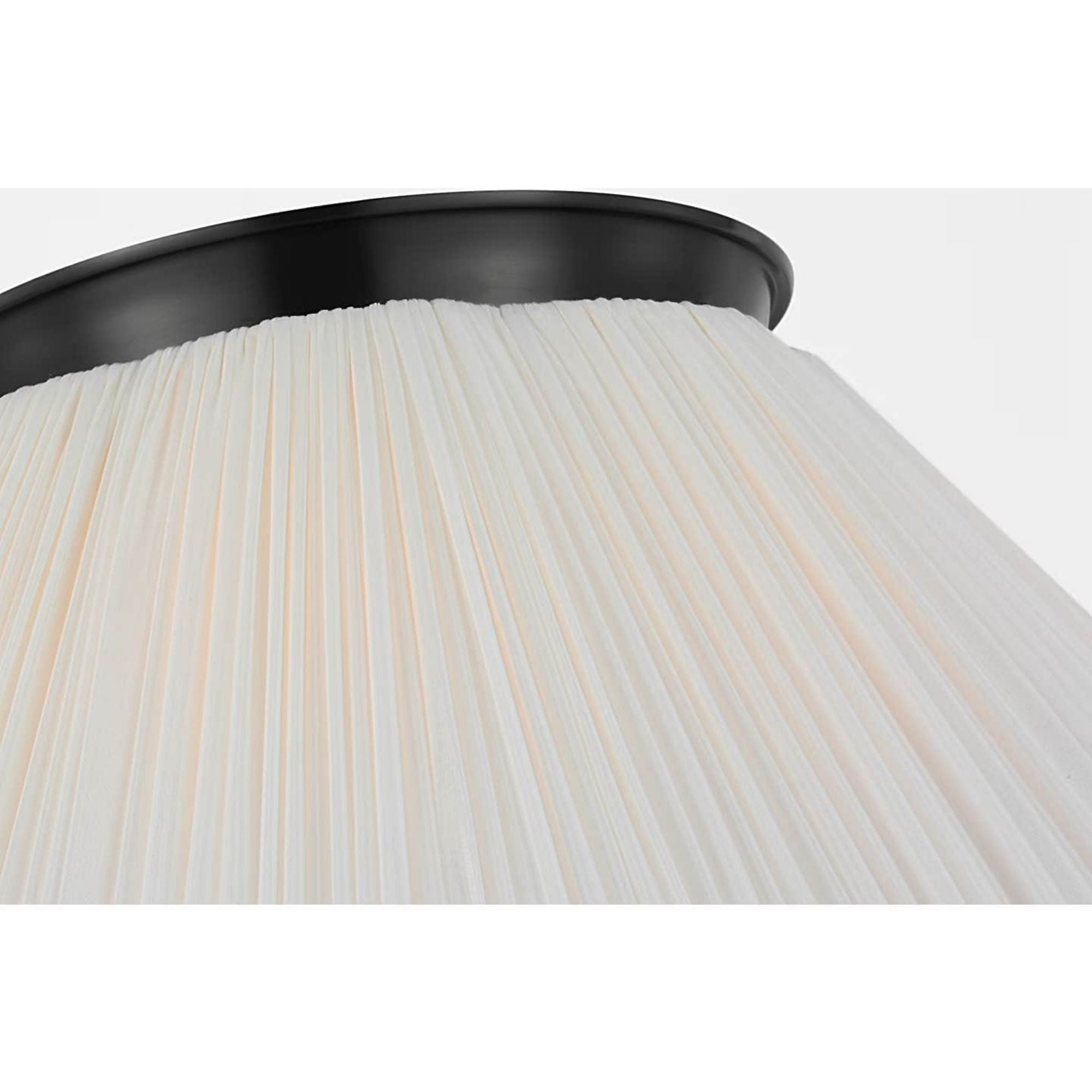 Amber Lewis Bradley 24" Flush Mount in Bronze with Scalloped Silk Pleated Shade W24" x H11.5"