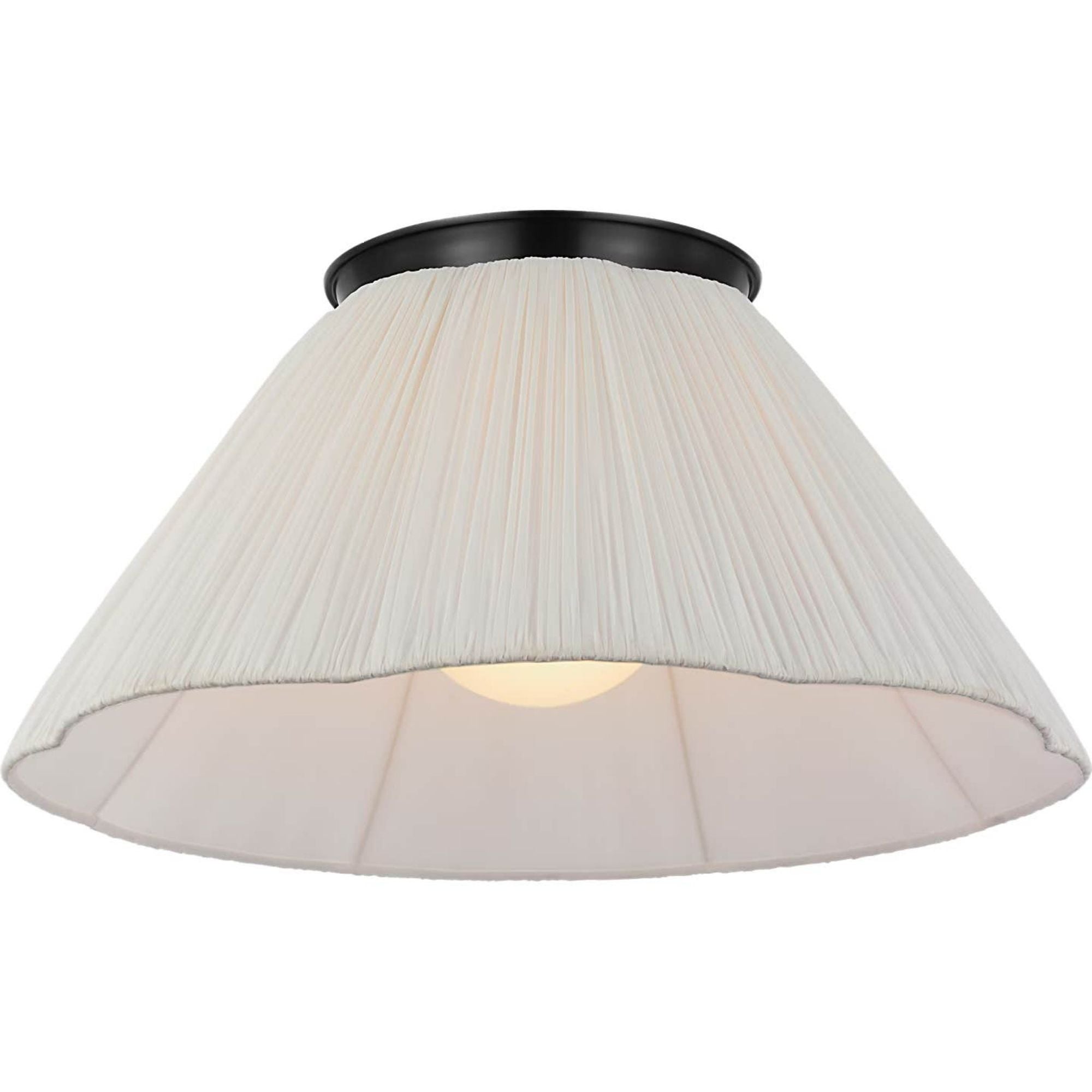 Amber Lewis Bradley 24" Flush Mount in Bronze with Scalloped Silk Pleated Shade W24" x H11.5"