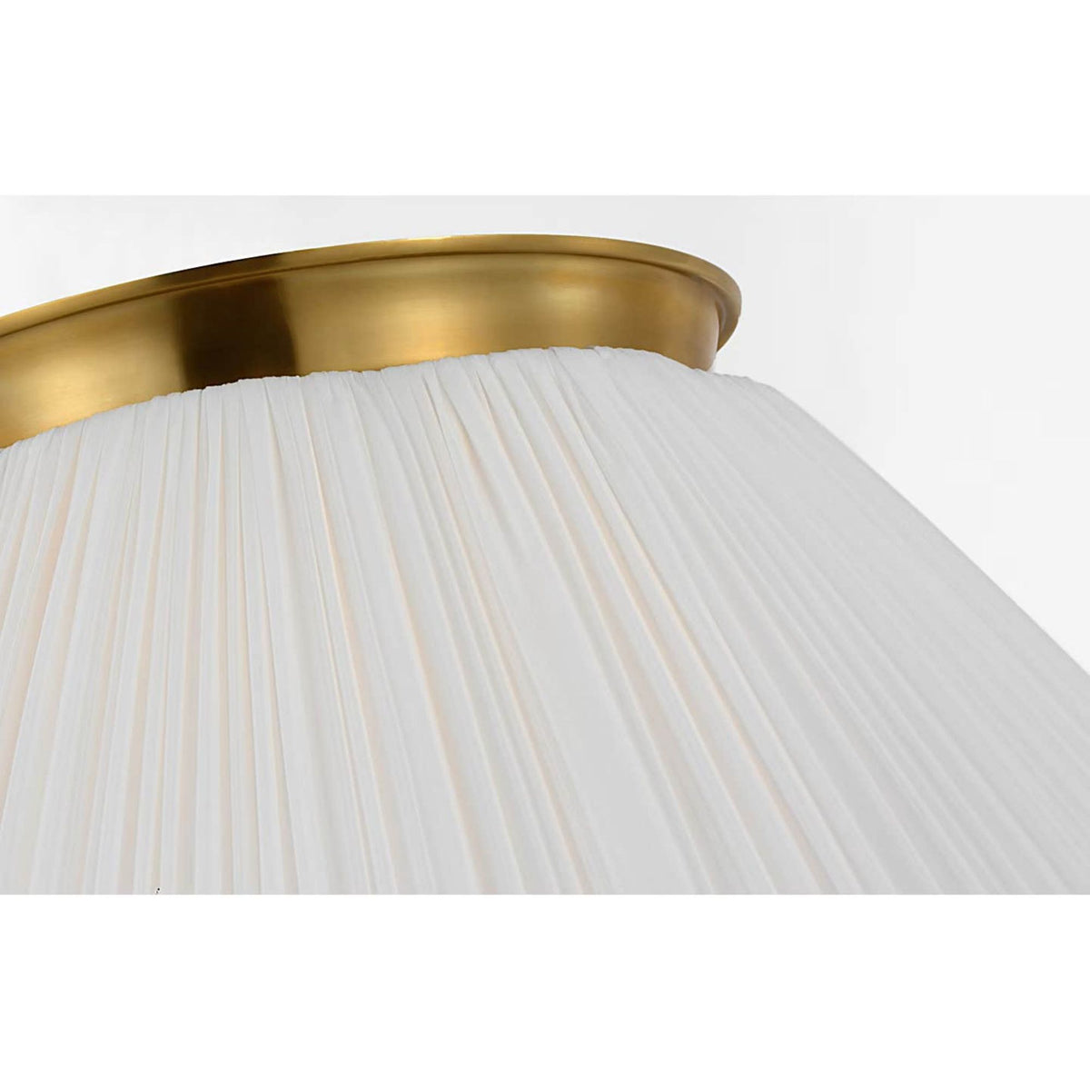 Amber Lewis Bradley 24" Flush Mount in Hand-Rubbed Antique Brass with Scalloped Silk Pleated Shade W24" x H11.5"