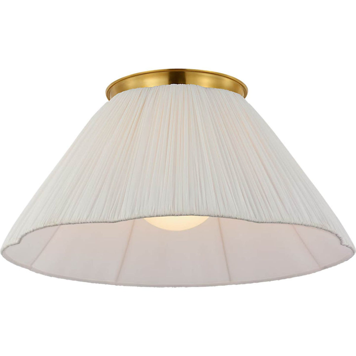 Amber Lewis Bradley 24" Flush Mount in Hand-Rubbed Antique Brass with Scalloped Silk Pleated Shade W24" x H11.5"