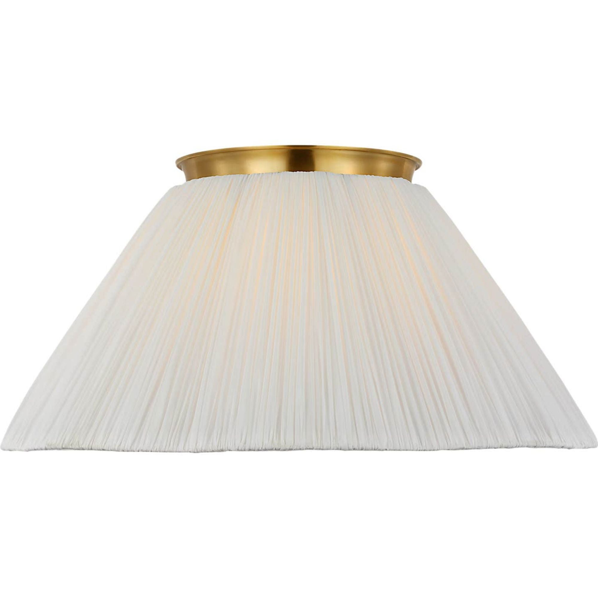Amber Lewis Bradley 24" Flush Mount in Hand-Rubbed Antique Brass with Scalloped Silk Pleated Shade W24" x H11.5"