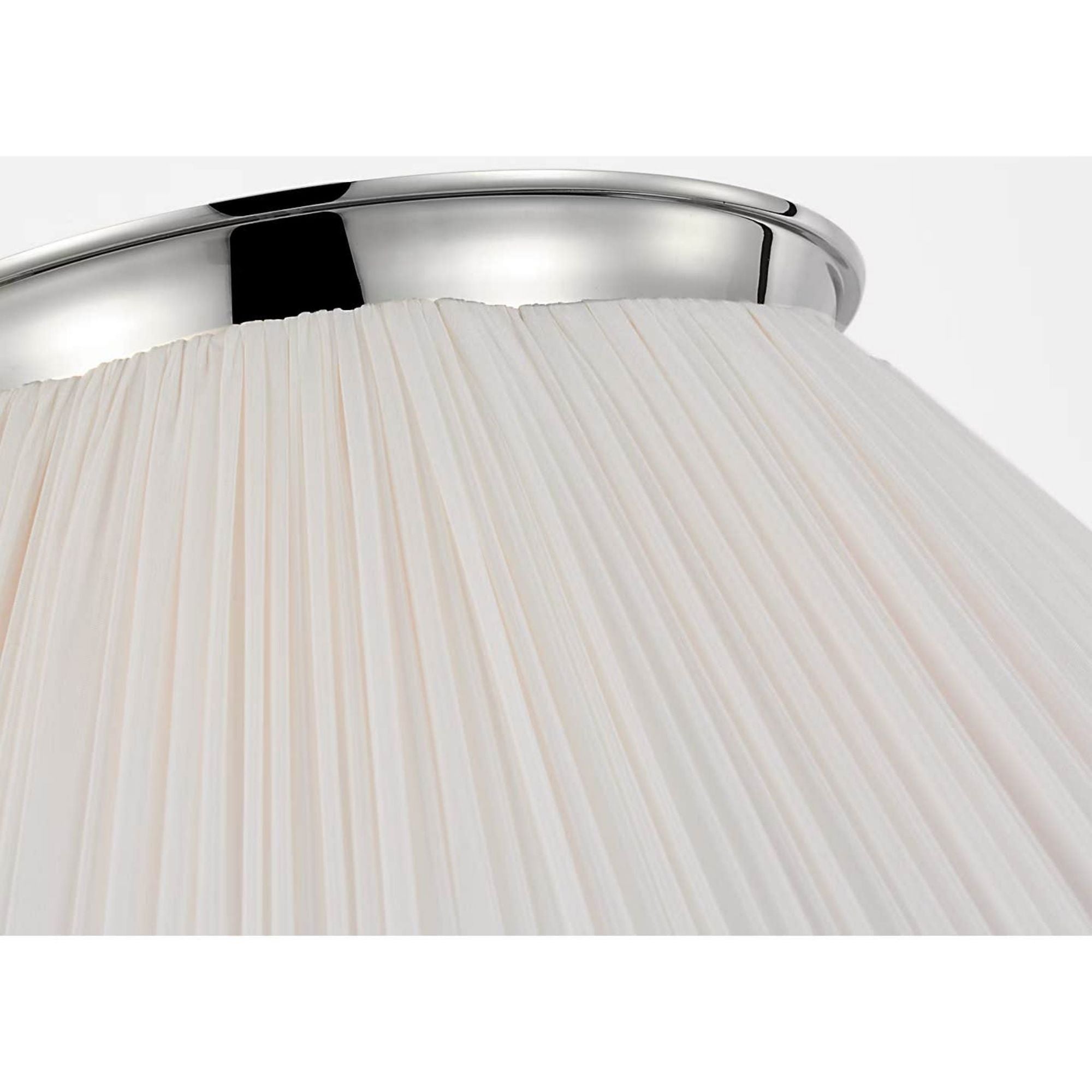 Amber Lewis Bradley 24" Flush Mount in Polished Nickel with Scalloped Silk Pleated Shade W24" x H11.5"