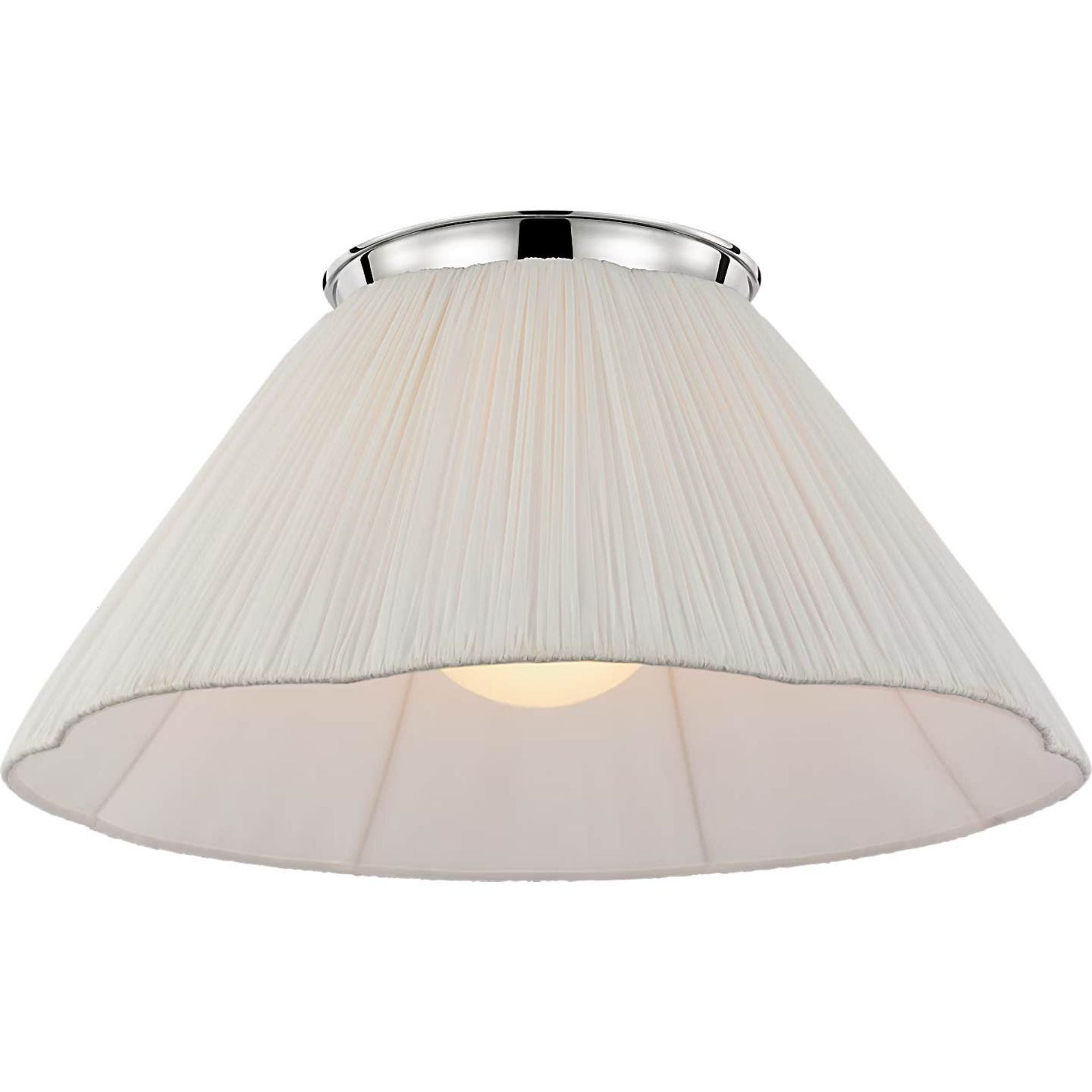 Amber Lewis Bradley 24" Flush Mount in Polished Nickel with Scalloped Silk Pleated Shade W24" x H11.5"