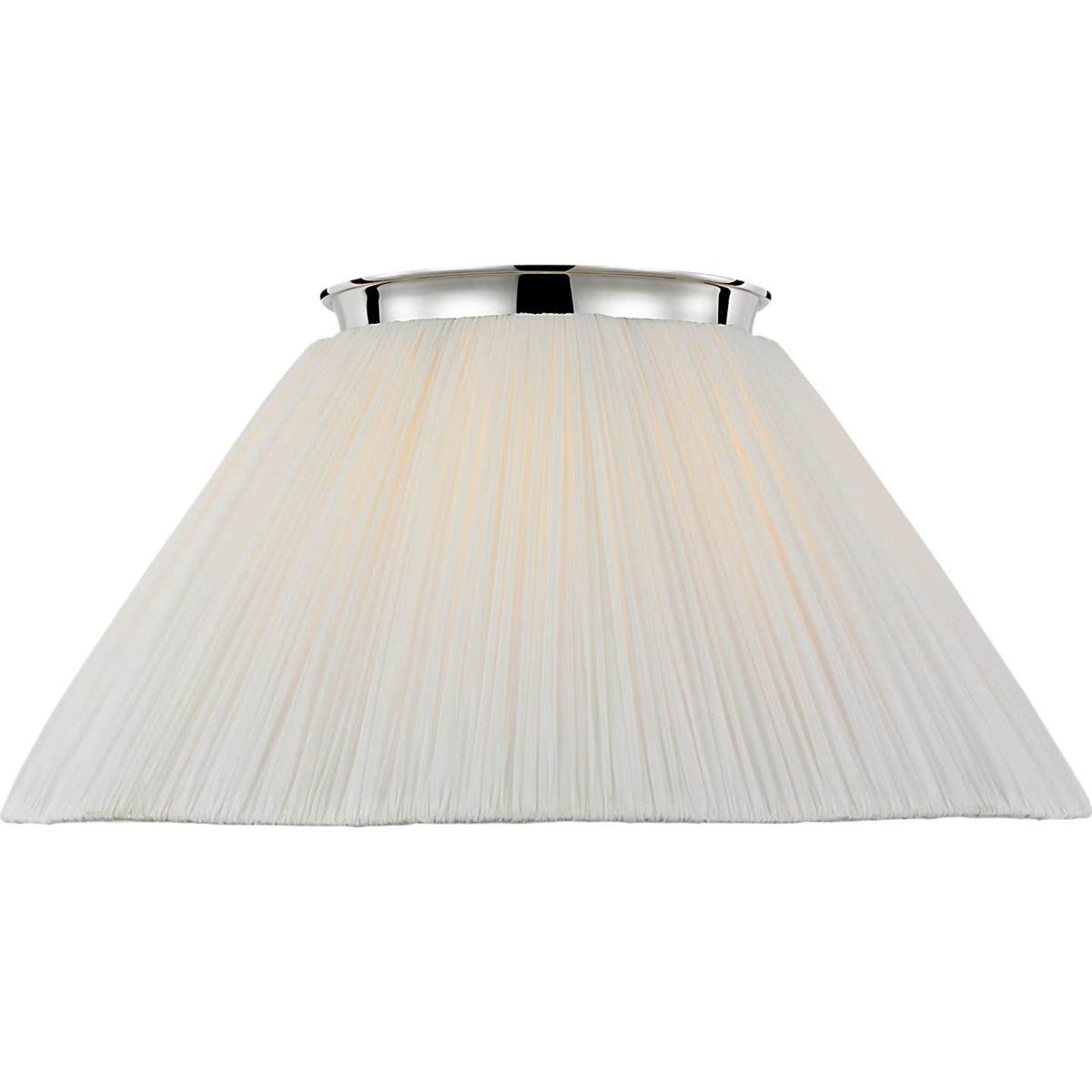 Amber Lewis Bradley 24" Flush Mount in Polished Nickel with Scalloped Silk Pleated Shade W24" x H11.5"