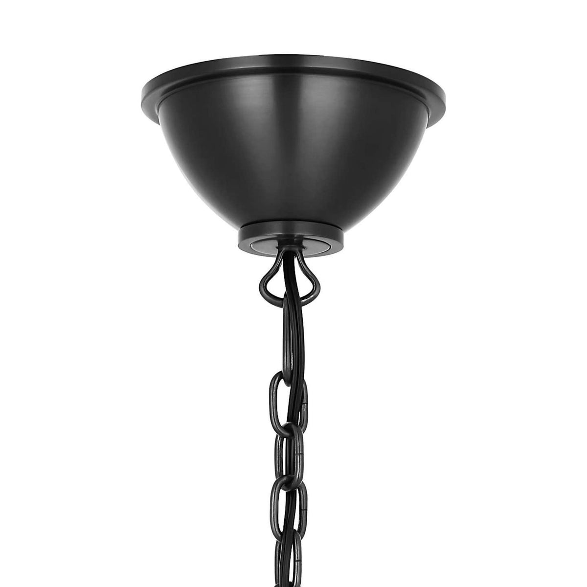 Amber Lewis Griffin 31" Chandelier in Bronze and Chocolate Leather with Linen Shades W31" x H23.5"