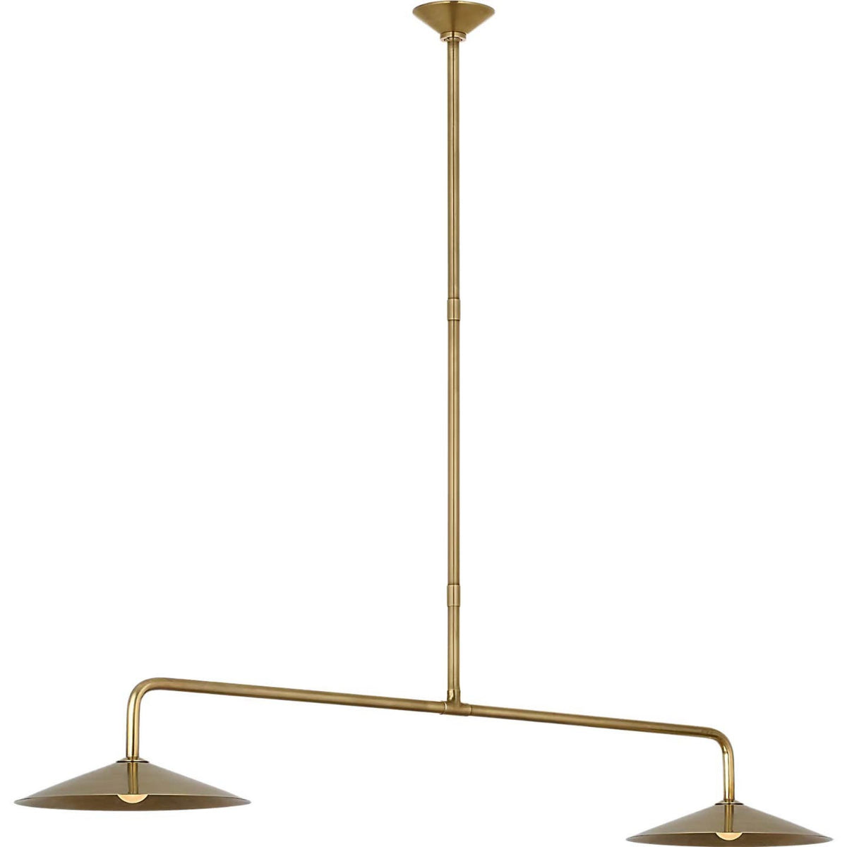 Amber Lewis Ponce 62" Linear Pendant in Hand-Rubbed Antique Brass with Hand-Rubbed Antique Brass Shades W13" x 62"