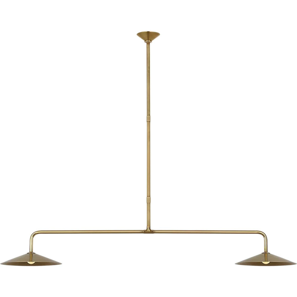 Amber Lewis Ponce 62" Linear Pendant in Hand-Rubbed Antique Brass with Hand-Rubbed Antique Brass Shades W13" x 62"