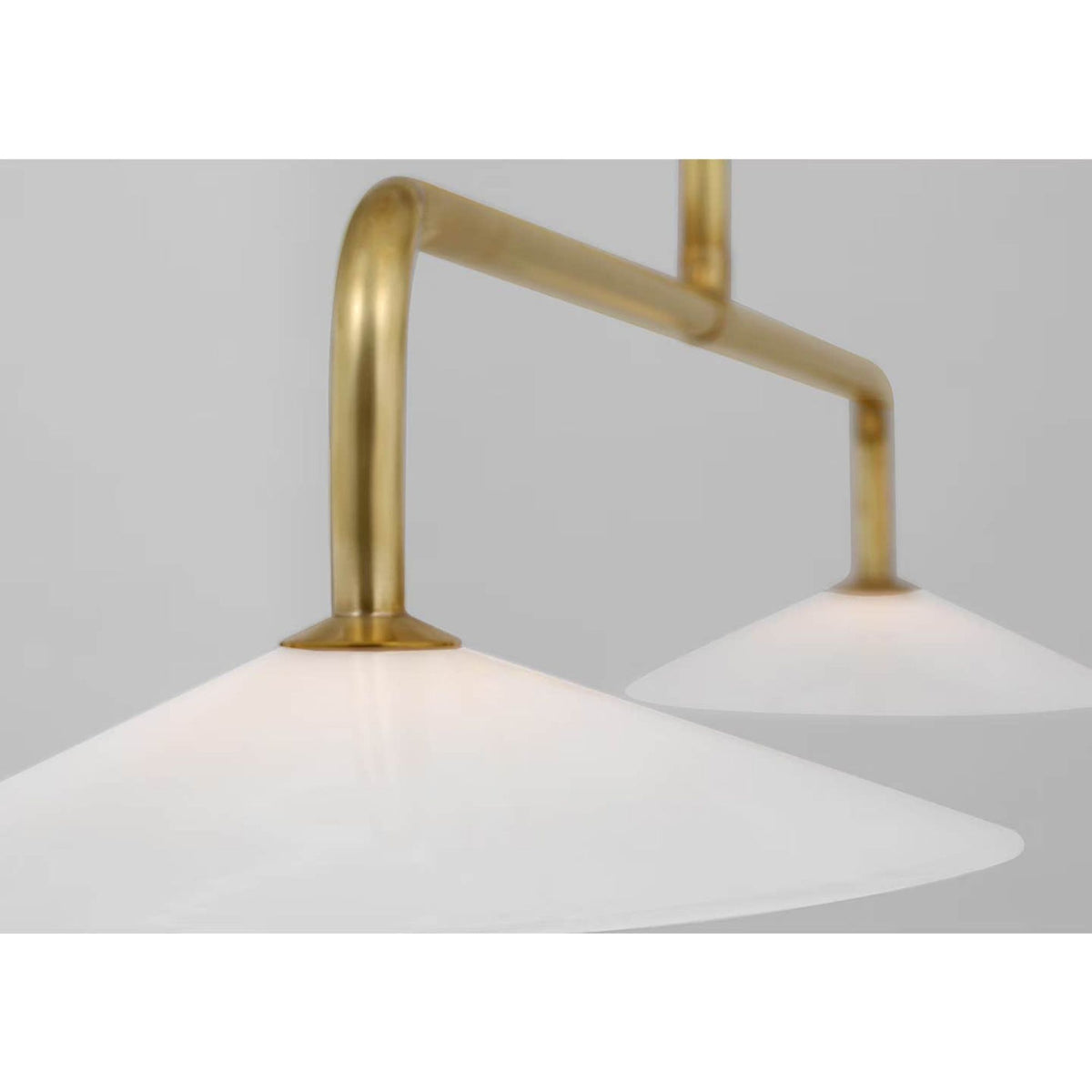 Amber Lewis Ponce 62" Linear Pendant in Hand-Rubbed Antique Brass with Milk White Glass Shades W13" x 62"