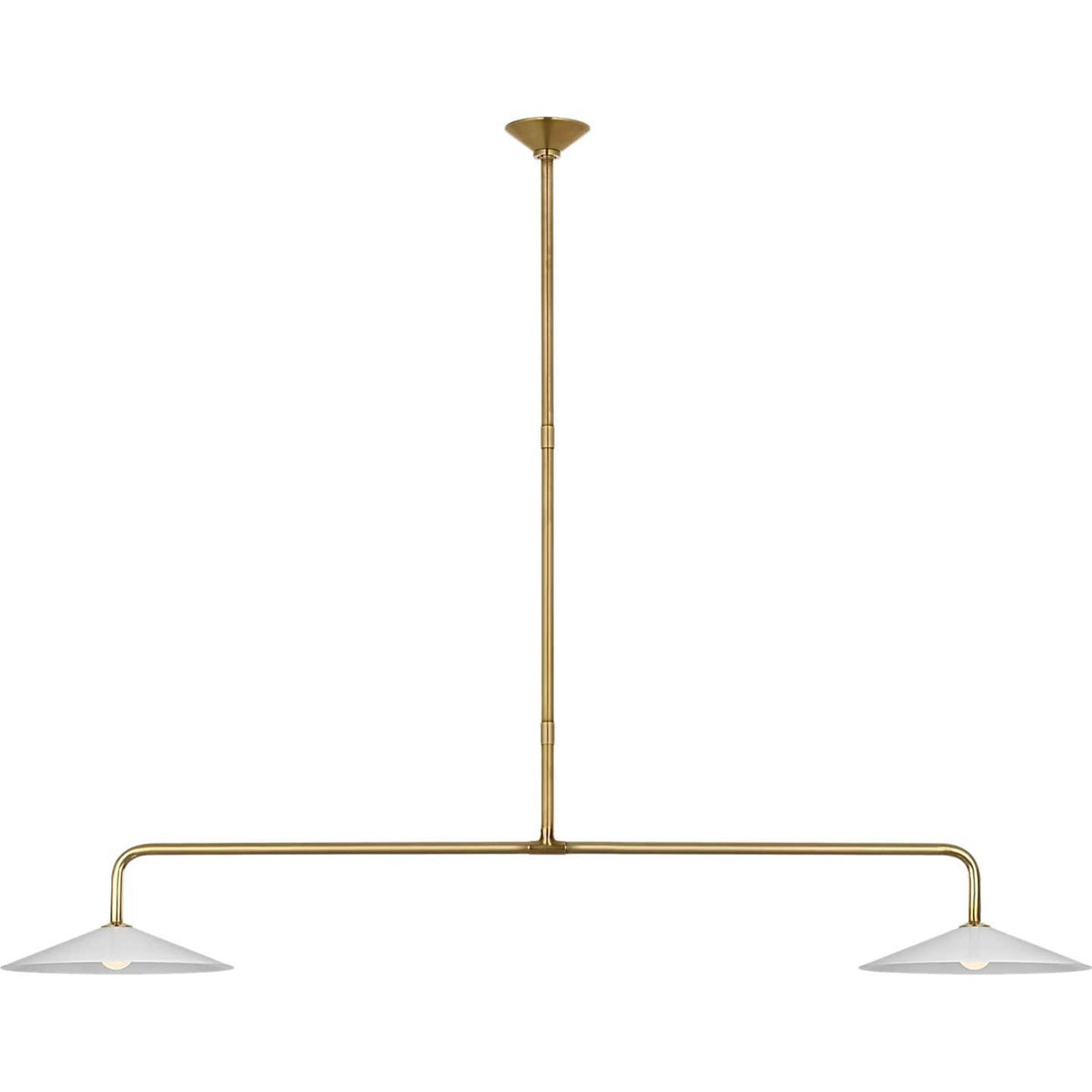 Amber Lewis Ponce 62" Linear Pendant in Hand-Rubbed Antique Brass with Milk White Glass Shades W13" x 62"