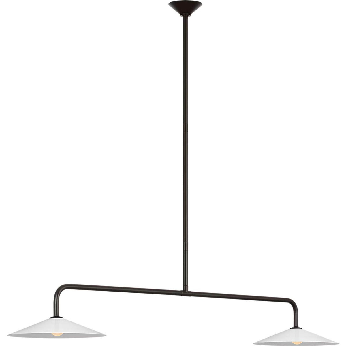 Amber Lewis Ponce 62" Linear Pendant in Modern Iron with Milk White Glass Shades W13" x 62"