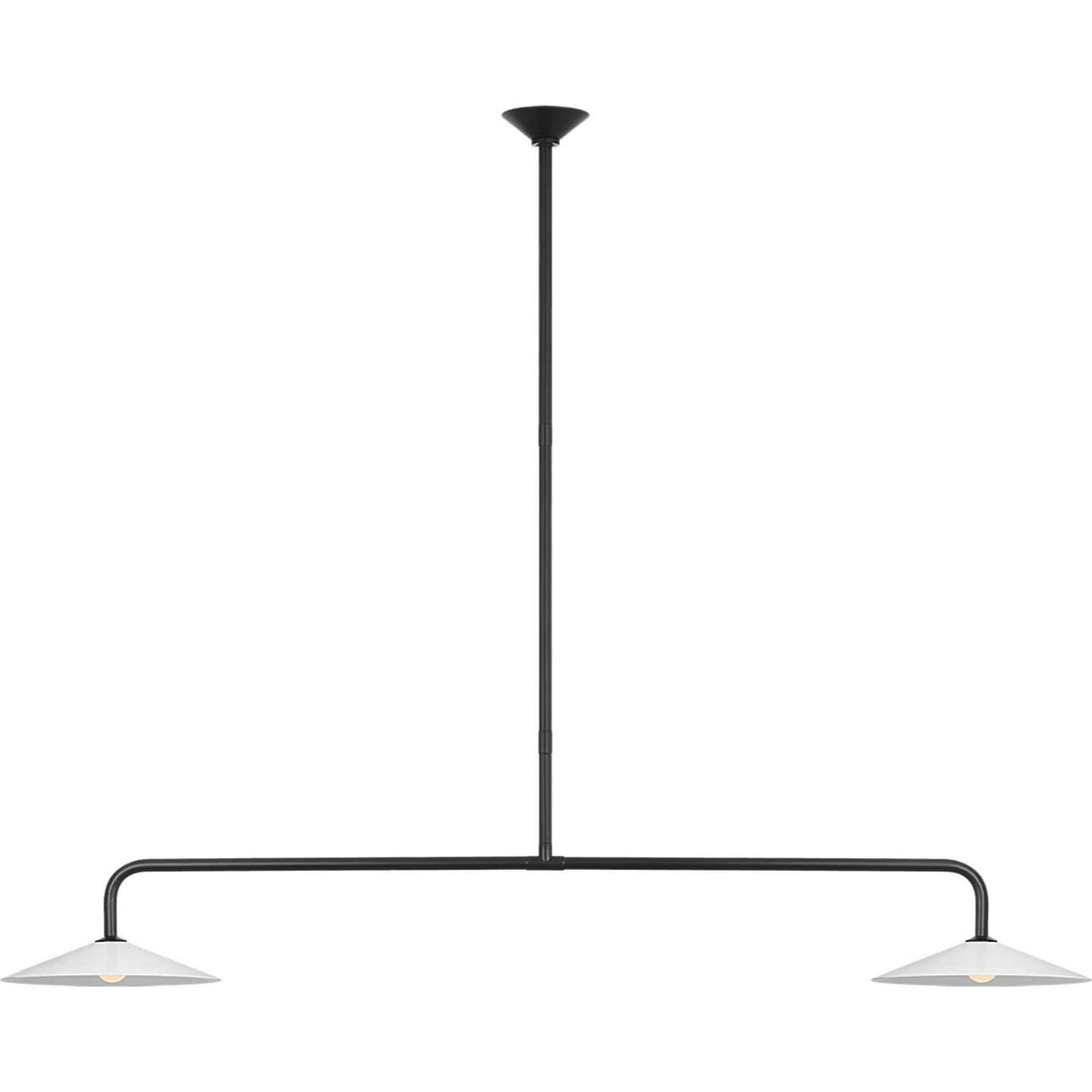 Amber Lewis Ponce 62" Linear Pendant in Modern Iron with Milk White Glass Shades W13" x 62"