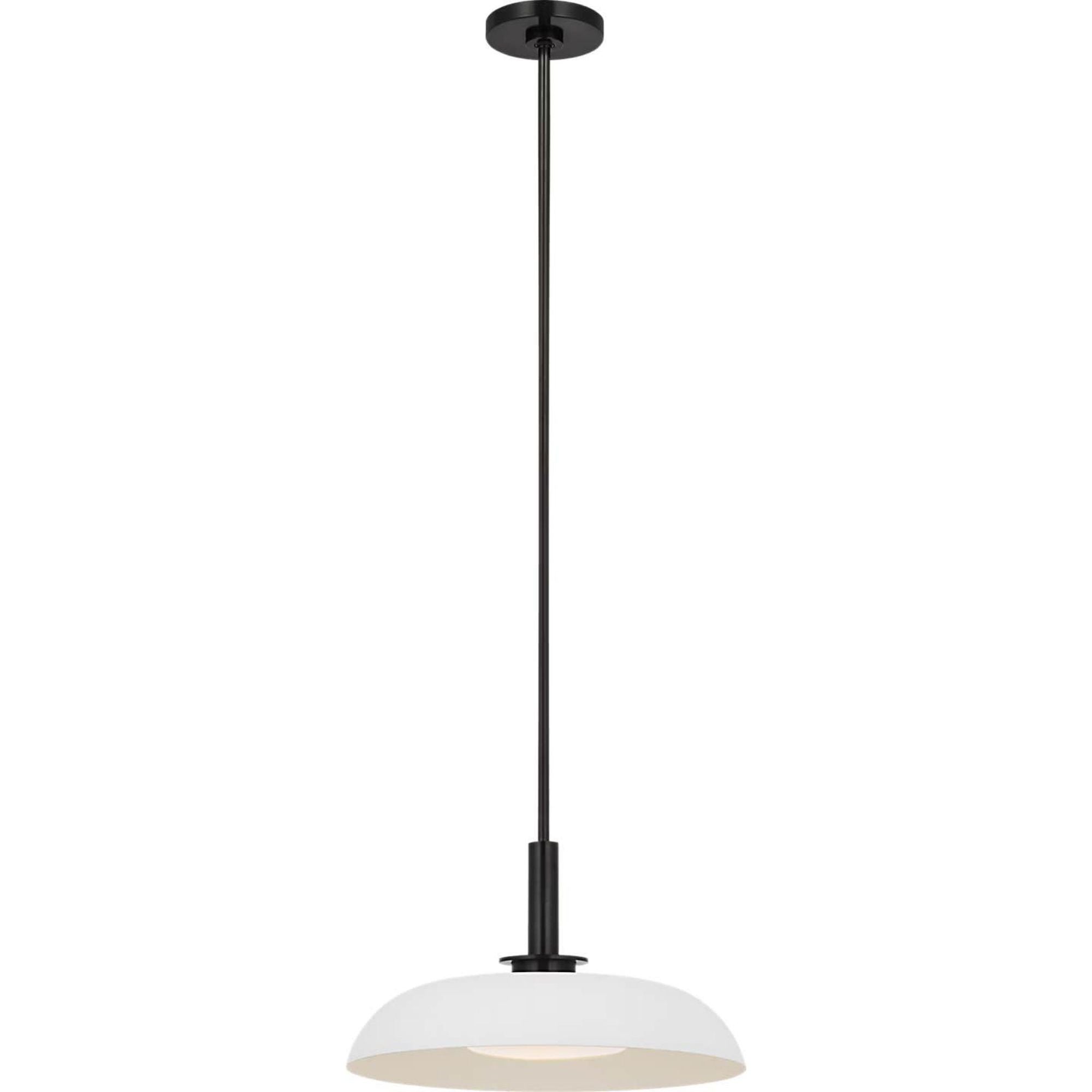 Amber Lewis Cyrus 16" Pendant in Bronze and Matte White with White Glass W15.5"