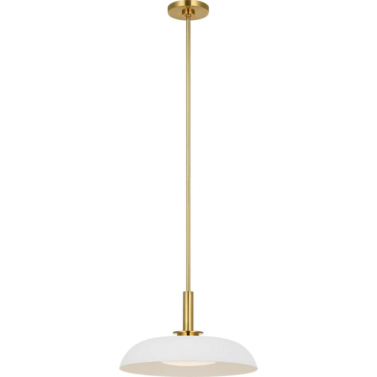 Amber Lewis Cyrus 16" Pendant in Hand-Rubbed Antique Brass and Matte White with White Glass W15.5"