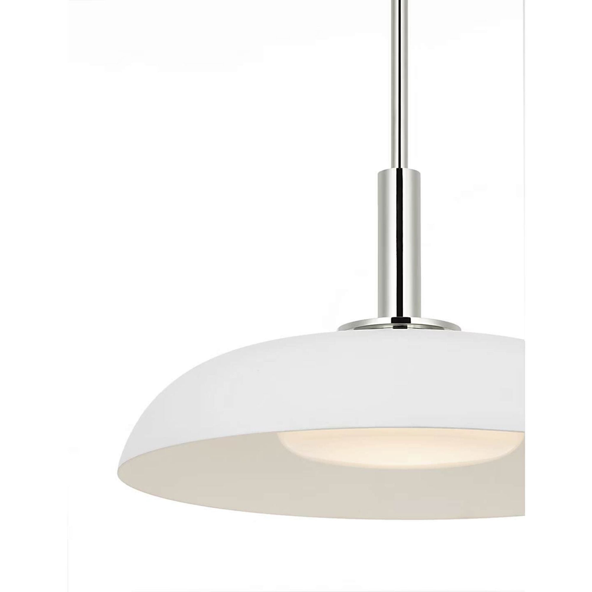 Amber Lewis Cyrus 16" Pendant in Polished Nickel and Matte White with White Glass W15.5"